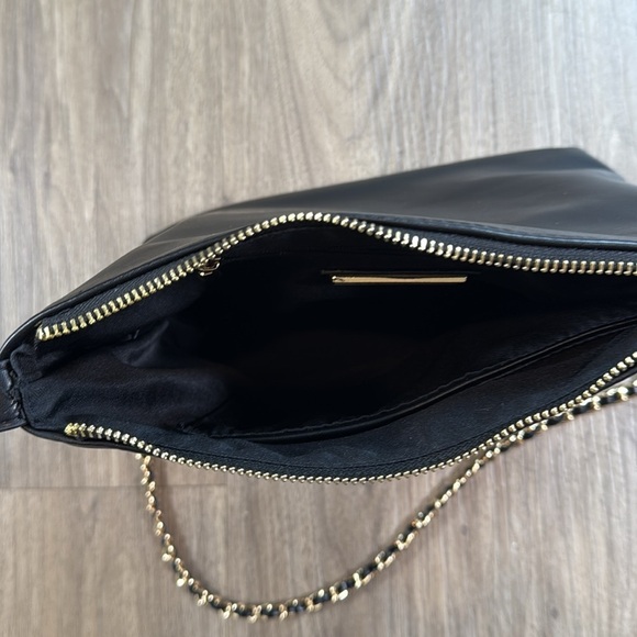 Miztique Black and Gold Crossbody Bag with Flap-Over Design Chanel Like Strap - Picture 6 of 9